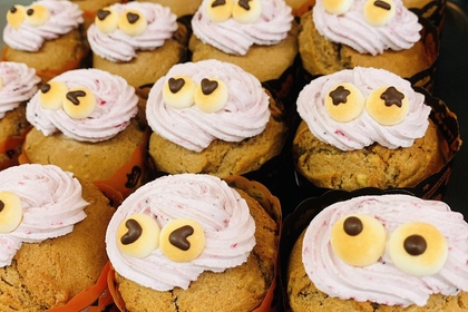 ブルーベリークリームのカップケーキ